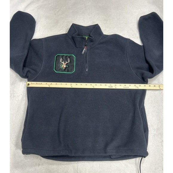Cabela's Black Polartec Deer Buck Embroidery Fleece 1/4 Zip Sweater Size Large - Picture 6 of 9